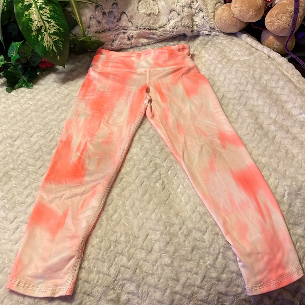 OLD NAVY ACTIVE GO DRY KEEP HER WARM AND CUTE MARBLE PEACH WHT LEGGINGS SZ:S 6-7